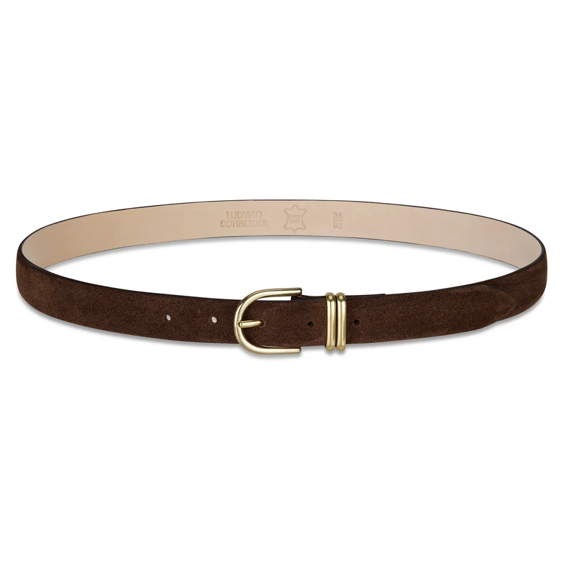 Damen Wildledergürtel „Leni" in Dunkelbraun – 2,5 cm, hochwertiges Veloursleder