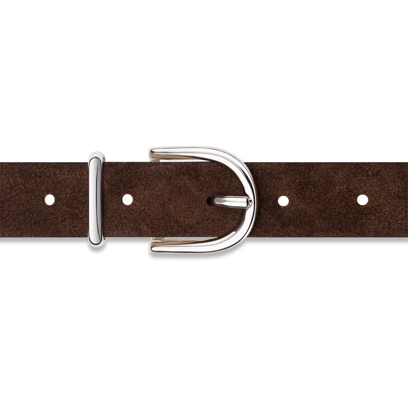 Damen Wildledergürtel „Leni" in Dunkelbraun – 2,5 cm, hochwertiges Veloursleder