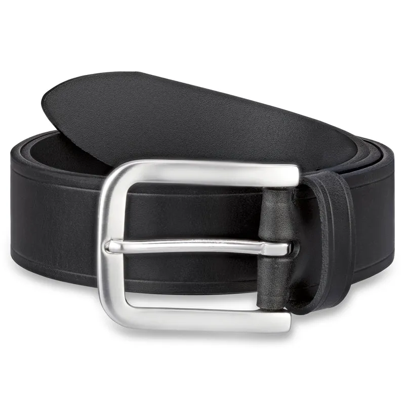 Gürtel für‘s Leben: Kobel Croupon-Ledergürtel in Schwarz: „Sebastian“ - 4 cm, 4 mm starkes Satteltaschen-Leder