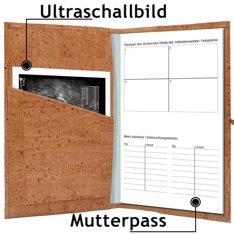 Mutterpasshülle Storch aus Kork