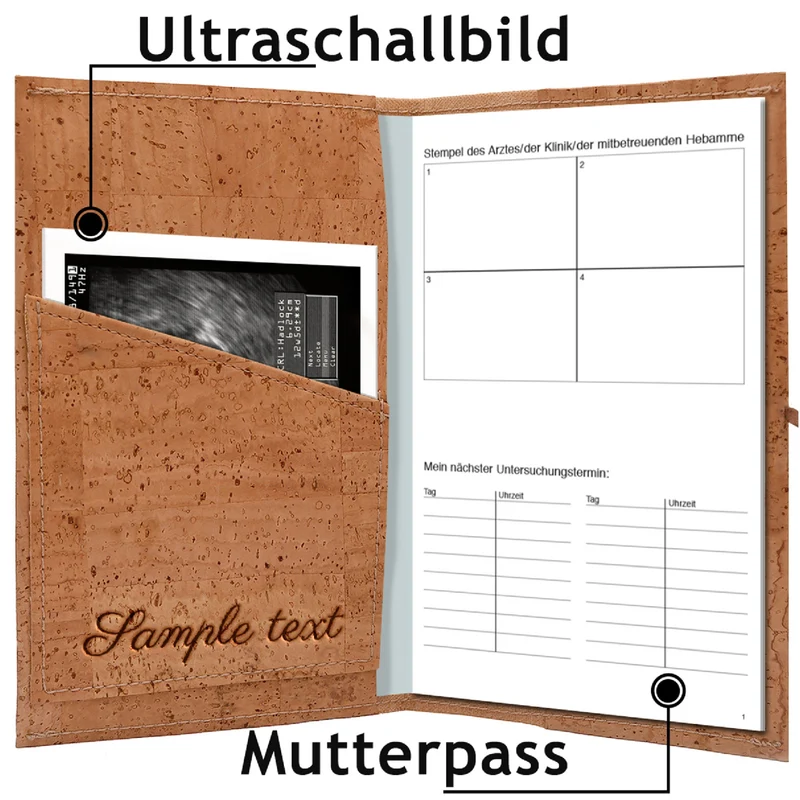 Mutterpasshülle Storch aus Kork