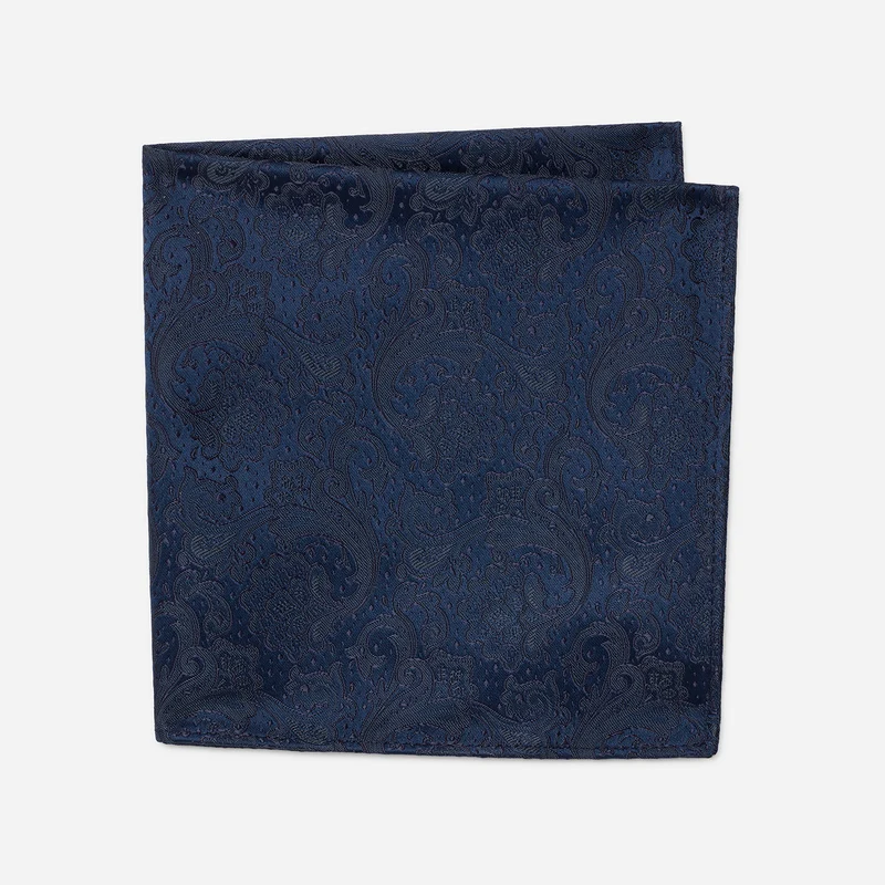 TITIAN navy paisley – Herren-Einstecktuch im Paisley-Dessin