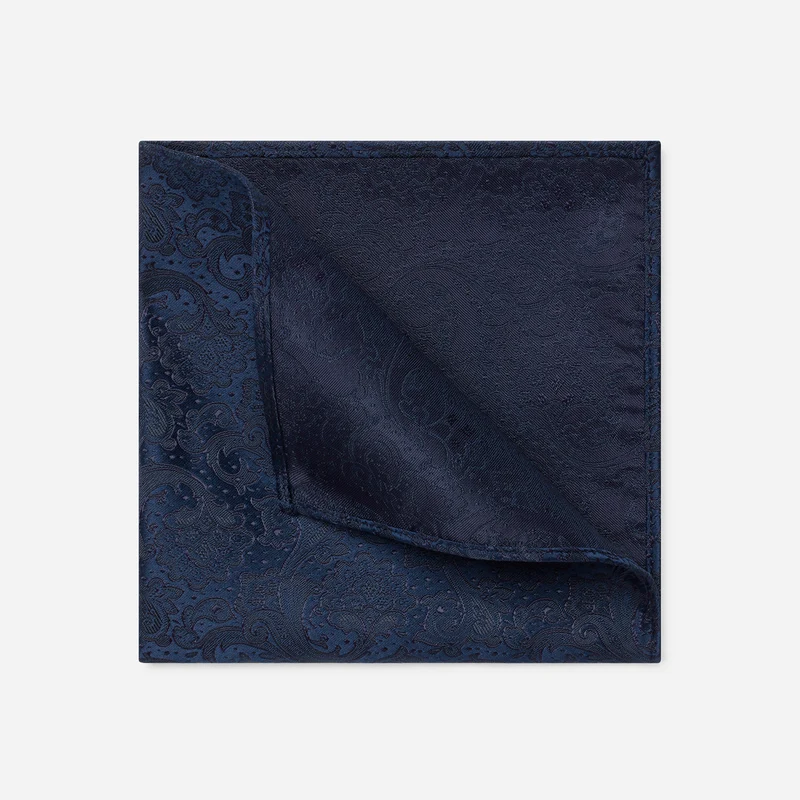 TITIAN navy paisley – Herren-Einstecktuch im Paisley-Dessin