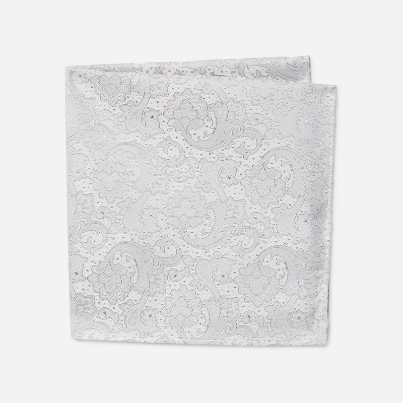 TITIAN silver paisley – Herren-Einstecktuch im Paisley-Dessin