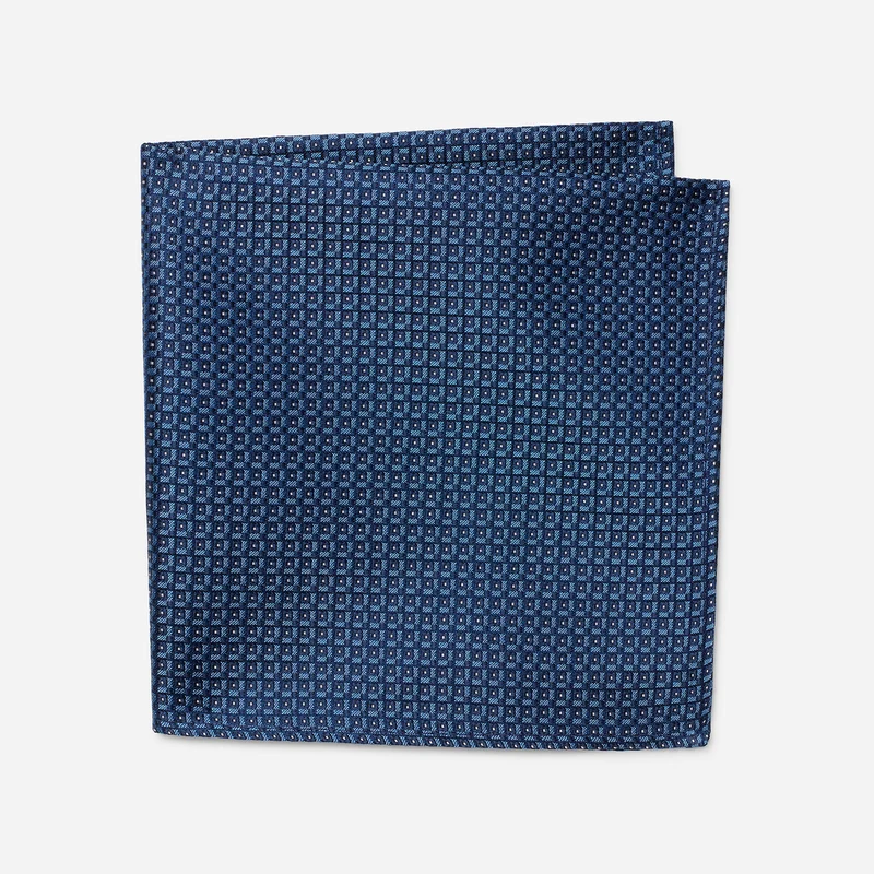 TADDEO navy minimal – Seiden-Einstecktuch mit Minimal-Dessin