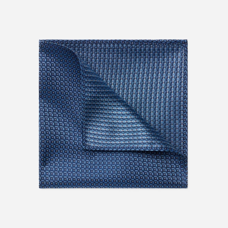 TADDEO navy minimal – Seiden-Einstecktuch mit Minimal-Dessin
