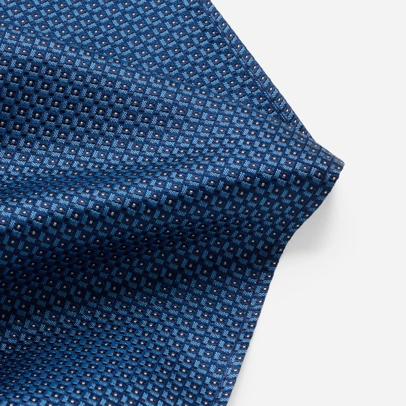TADDEO navy minimal – Seiden-Einstecktuch mit Minimal-Dessin