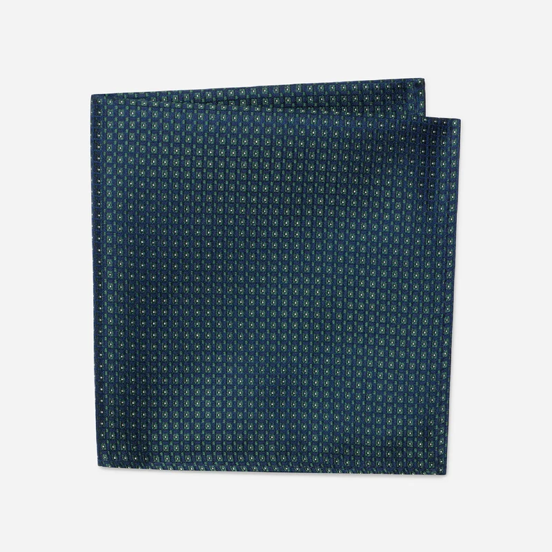 TADDEO green minimal – Seiden-Einstecktuch mit Minimal-Dessin