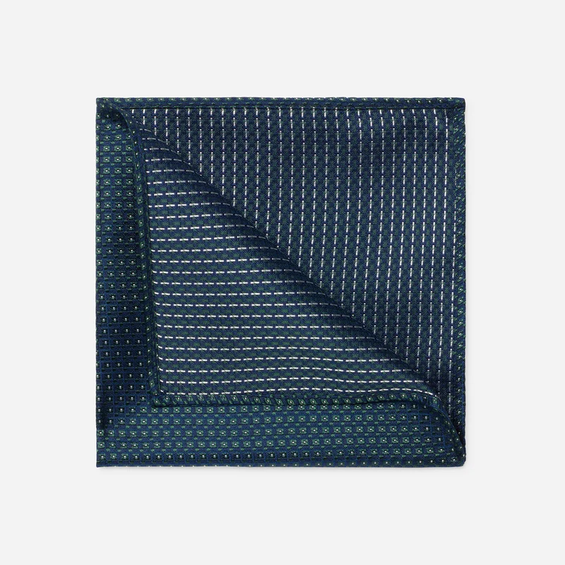 TADDEO green minimal – Seiden-Einstecktuch mit Minimal-Dessin