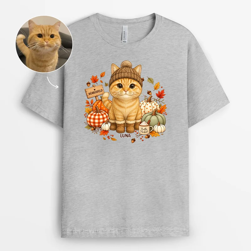 Kürbisfeld Hallo Herbst - Haustier Shirt Personalisiert AI Bild Generator