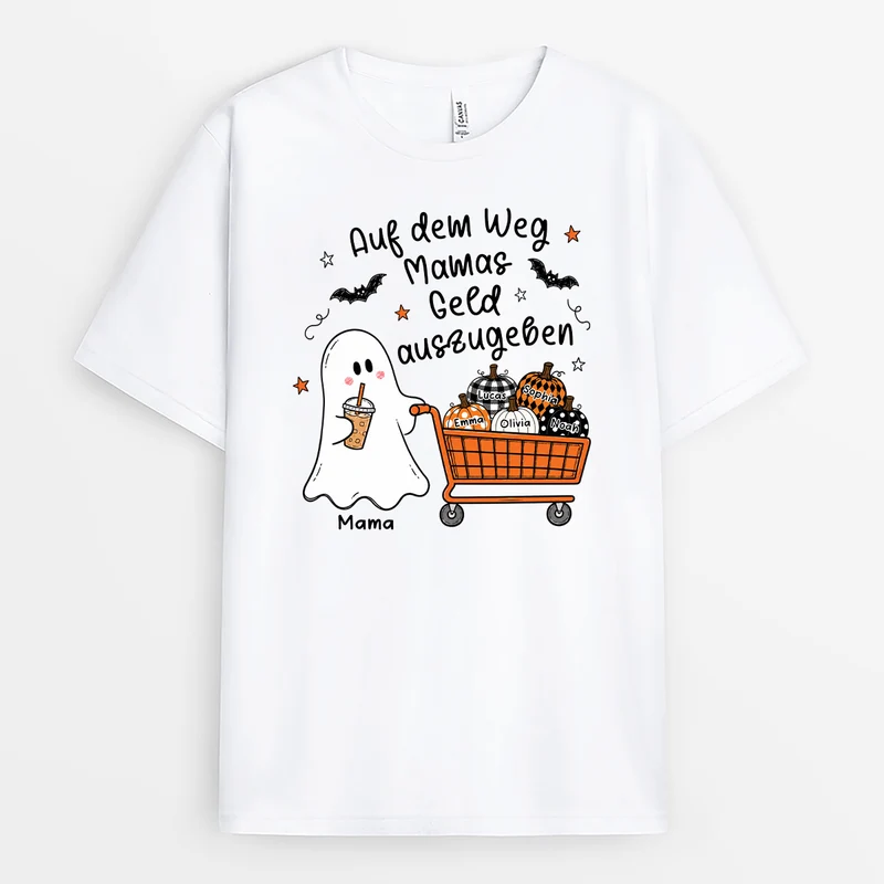 Auf Dem Weg Mamas Geld Auszugeben - Personalisiertes Geschenk | Papa Mama T Shirt Halloween