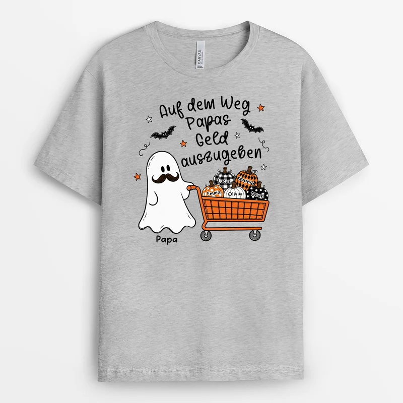 Auf Dem Weg Mamas Geld Auszugeben - Personalisiertes Geschenk | Papa Mama T Shirt Halloween