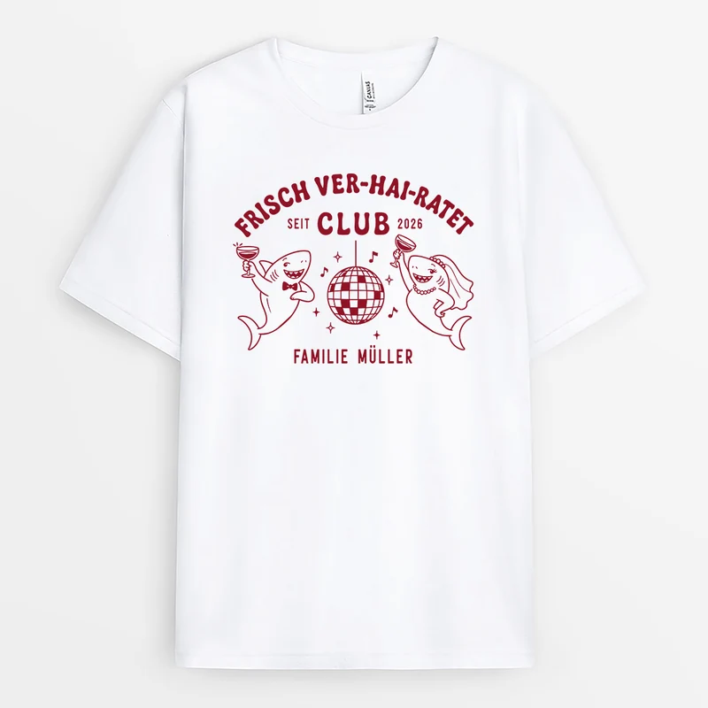 Frisch Ver-Hai-Ratet - Partner T Shirt Personalisiert Hochzeit