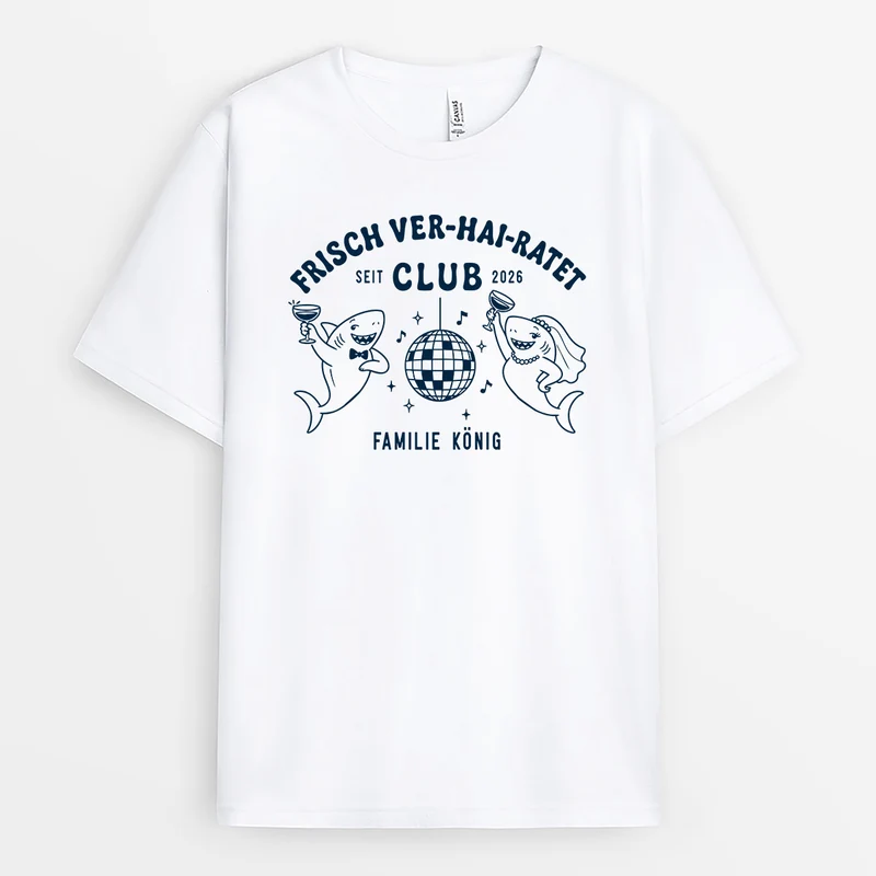 Frisch Ver-Hai-Ratet - Partner T Shirt Personalisiert Hochzeit