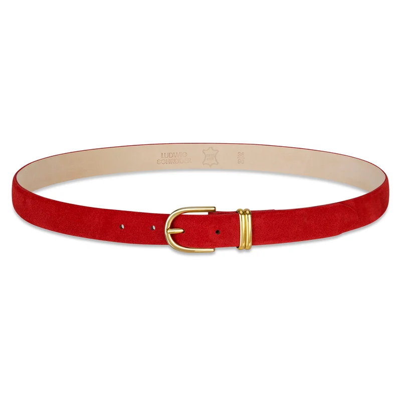 Damen Wildledergürtel „Leni" in Rot – 2,5 cm, hochwertiges Veloursleder