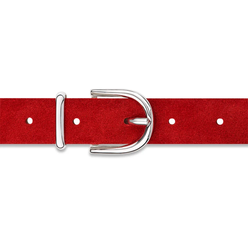 Damen Wildledergürtel „Leni" in Rot – 2,5 cm, hochwertiges Veloursleder