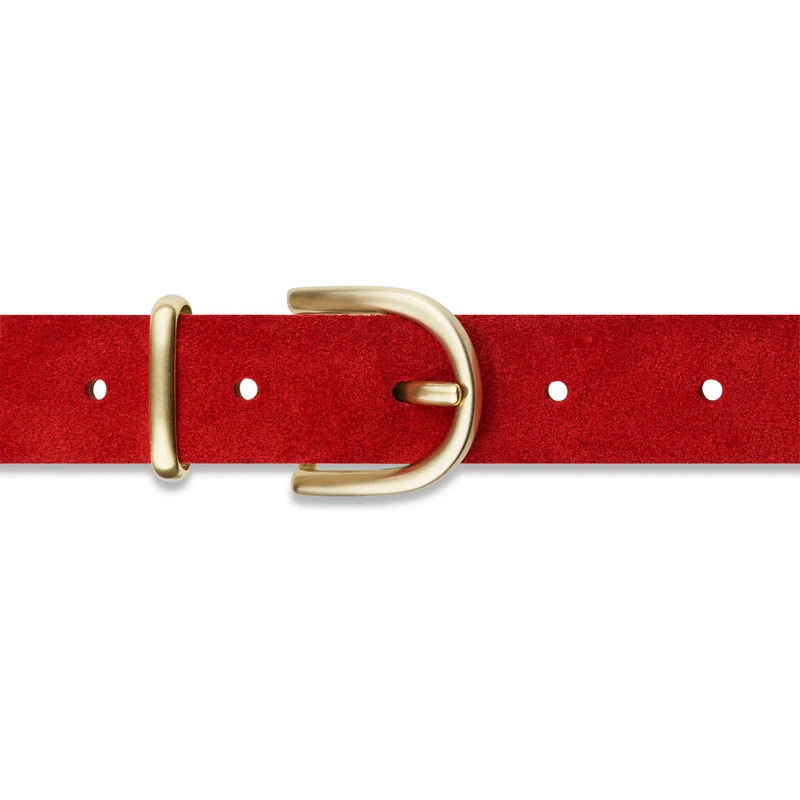 Damen Wildledergürtel „Leni" in Rot – 2,5 cm, hochwertiges Veloursleder