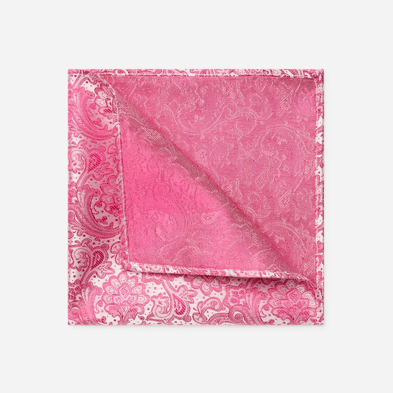 TULLIO pink paisley – Seiden-Einstecktuch im Paisley-Dessin