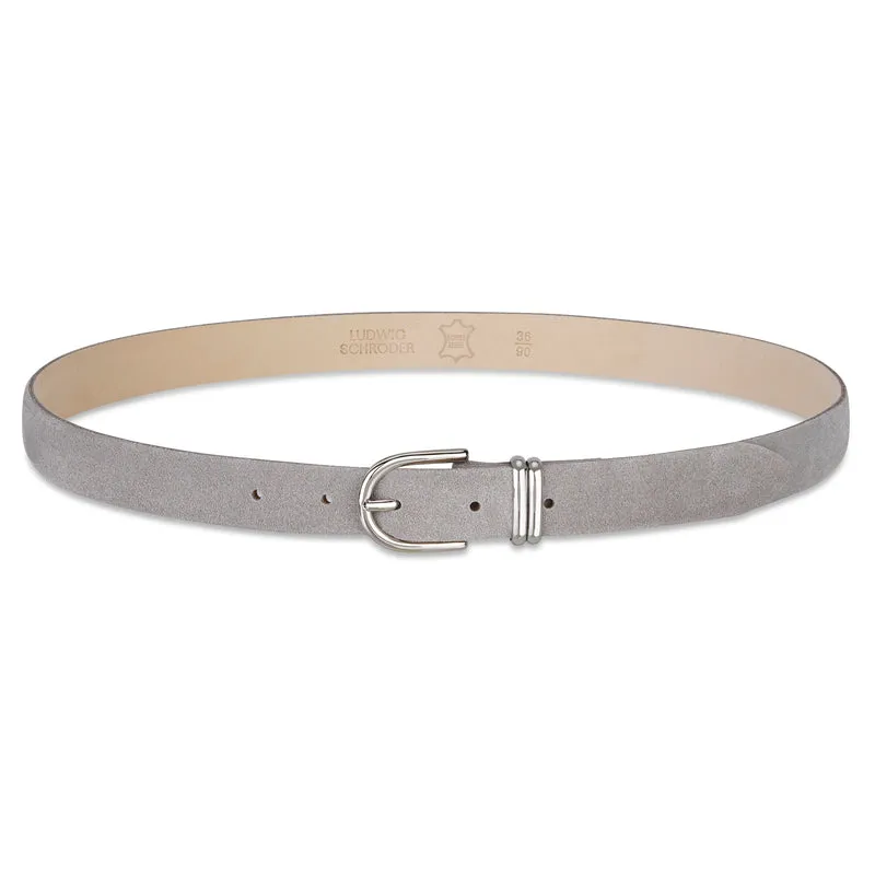 Damen Wildledergürtel „Leni" in Hellgrau – 2,5 cm, hochwertiges Veloursleder