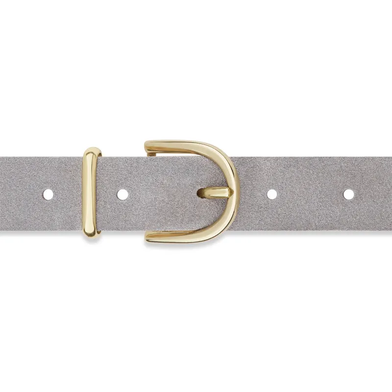 Damen Wildledergürtel „Leni" in Hellgrau – 2,5 cm, hochwertiges Veloursleder
