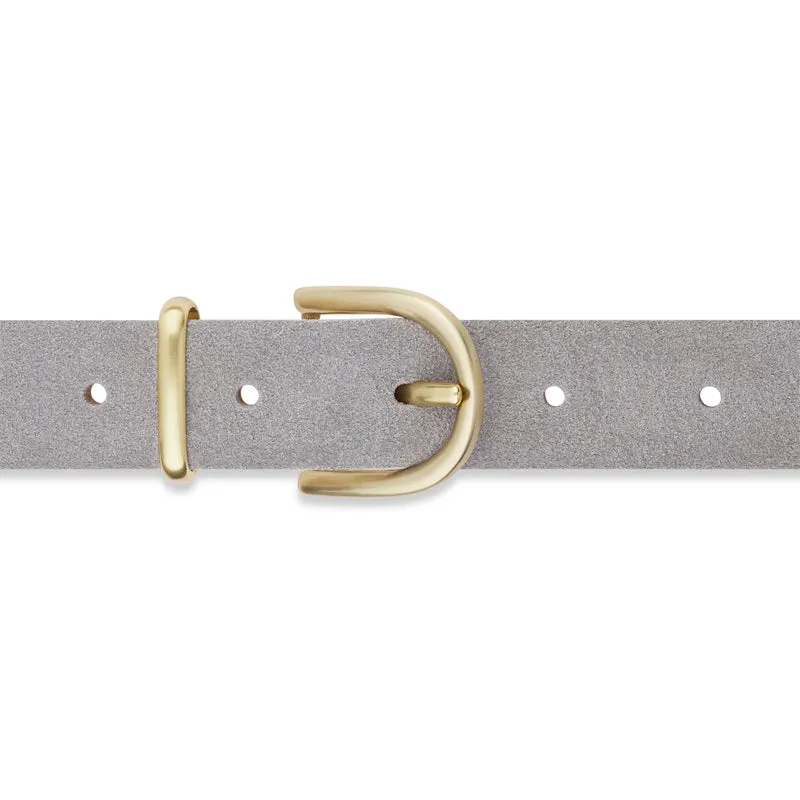 Damen Wildledergürtel „Leni" in Hellgrau – 2,5 cm, hochwertiges Veloursleder