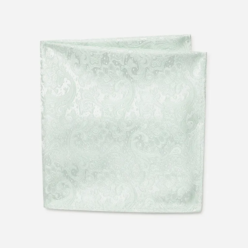 TULLIO mint paisley – Seiden-Einstecktuch im Paisley-Dessin