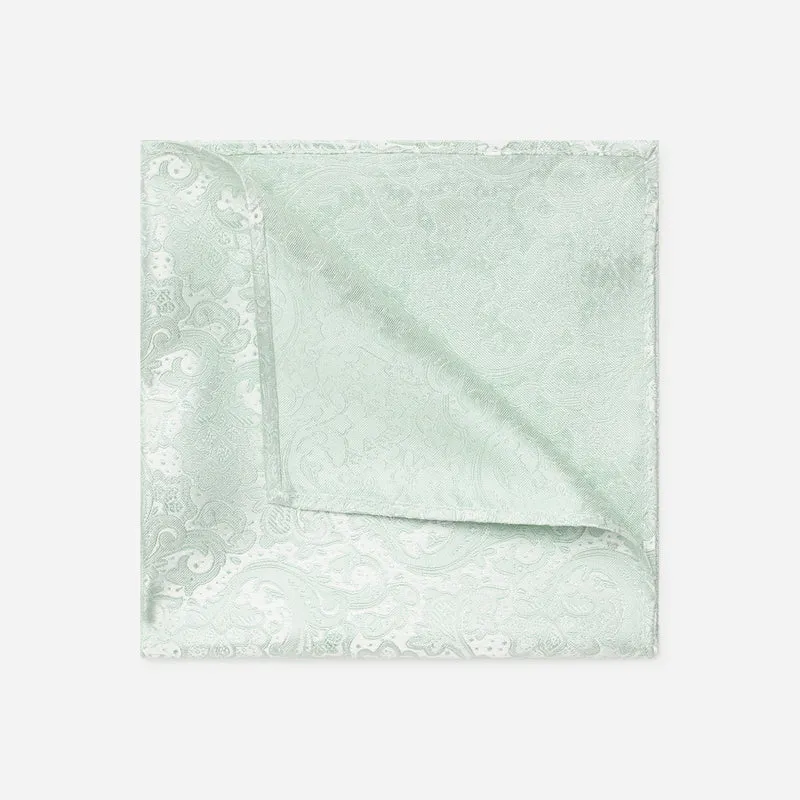 TULLIO mint paisley – Seiden-Einstecktuch im Paisley-Dessin