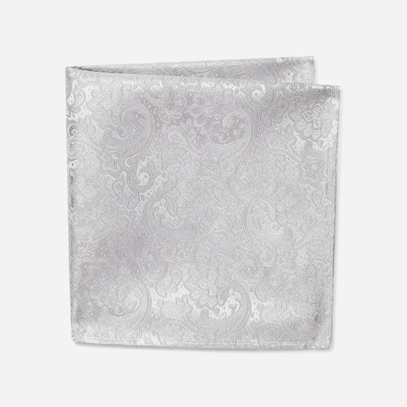 TULLIO silver paisley – Seiden-Einstecktuch im Paisley-Dessin