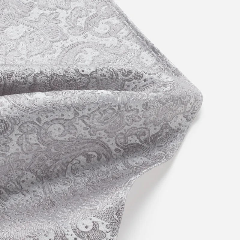 TULLIO silver paisley – Seiden-Einstecktuch im Paisley-Dessin