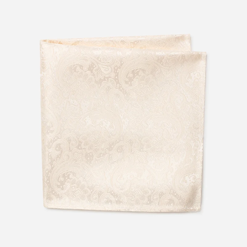 TULLIO champagner paisley – Seiden-Einstecktuch im Paisley-Dessin