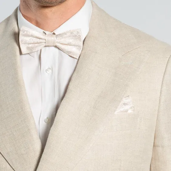 TULLIO champagner paisley – Seiden-Einstecktuch im Paisley-Dessin