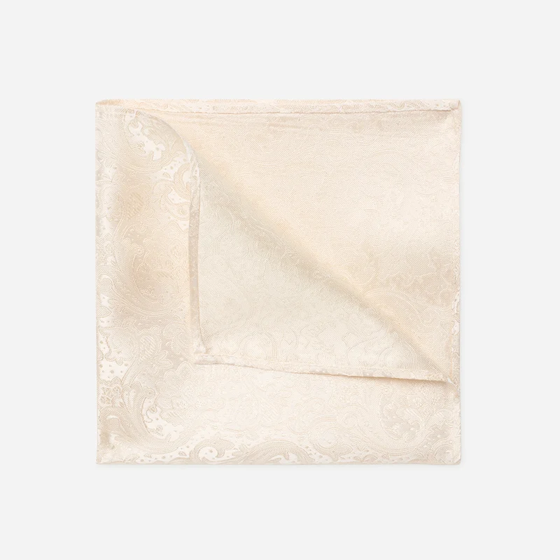 TULLIO champagner paisley – Seiden-Einstecktuch im Paisley-Dessin