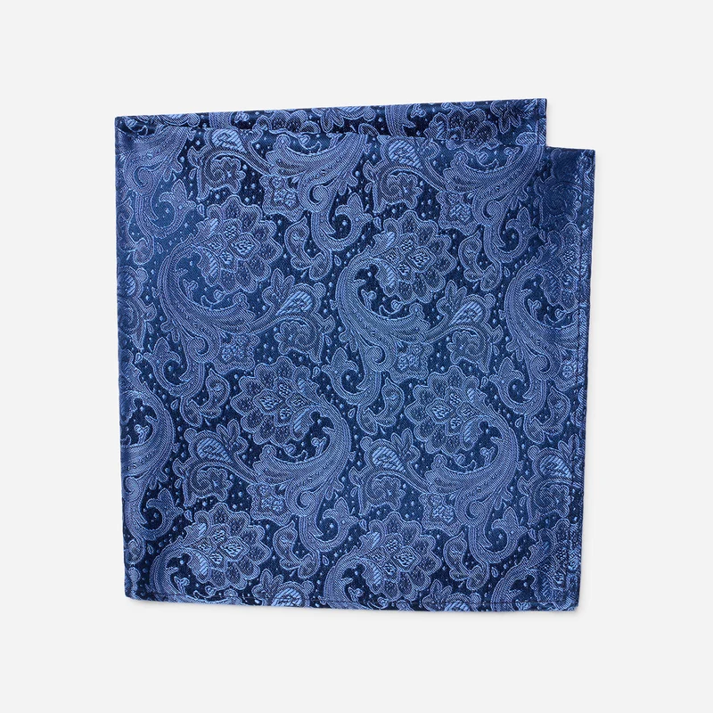 TIAN blue paisley – Seiden-Einstecktuch im Paisley-Dessin