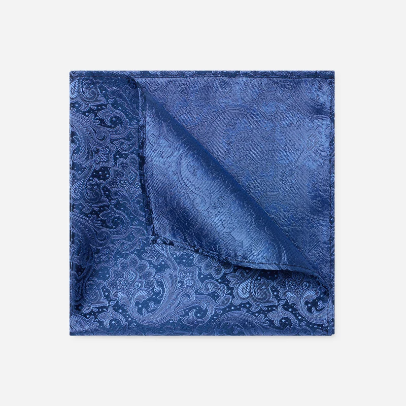 TIAN blue paisley – Seiden-Einstecktuch im Paisley-Dessin