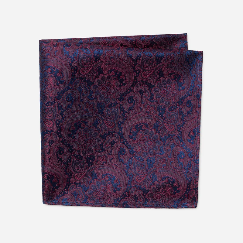 TIAN bordeaux paisley – Seiden-Einstecktuch im Paisley-Dessin