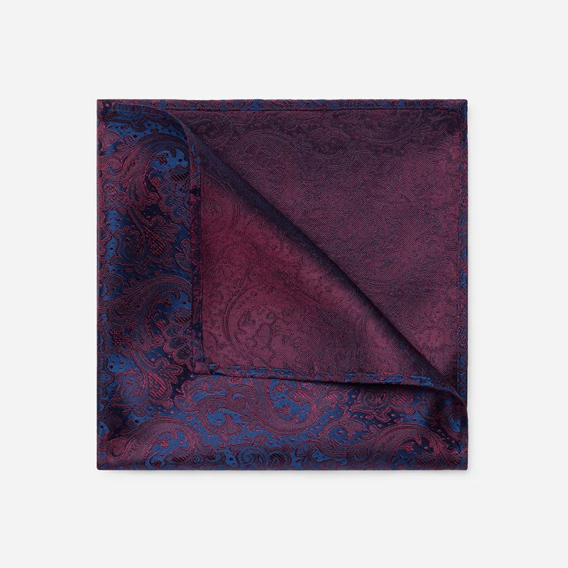 TIAN bordeaux paisley – Seiden-Einstecktuch im Paisley-Dessin