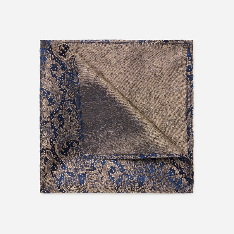 TIAN beige paisley – Seiden-Einstecktuch im Paisley-Dessin