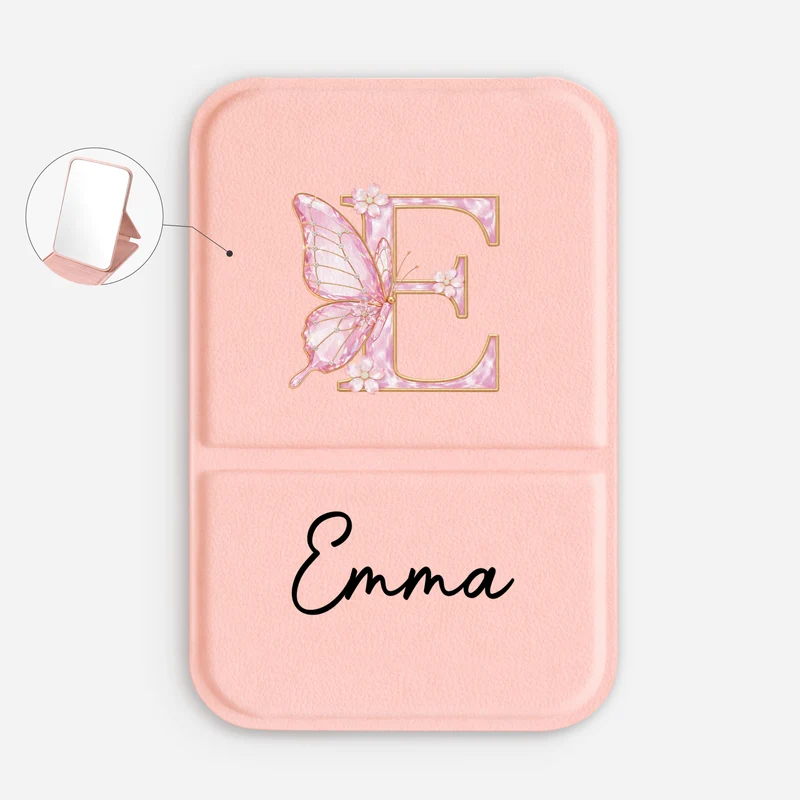 [3D-Optik] Alphabet Namen Buchstabieren Schmetterling - Personalisierte Geschenke Für Frauen | Taschenspiegel