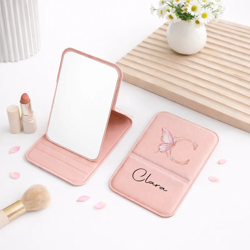 [3D-Optik] Alphabet Namen Buchstabieren Schmetterling - Personalisierte Geschenke Für Frauen | Taschenspiegel