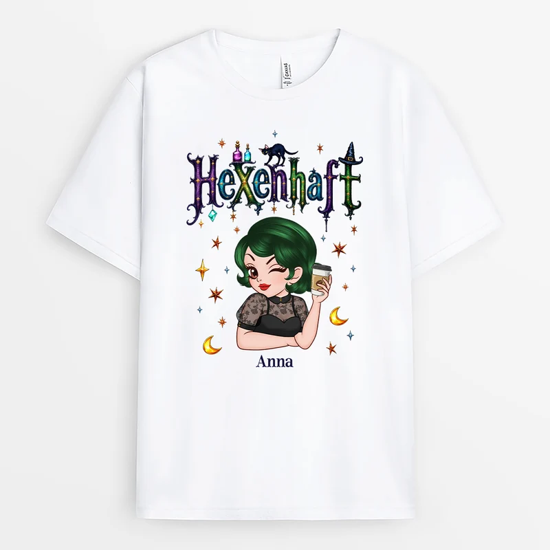 Hexenhaft - Personalisiertes Geschenk | T Shirts Damen Halloween Weiß