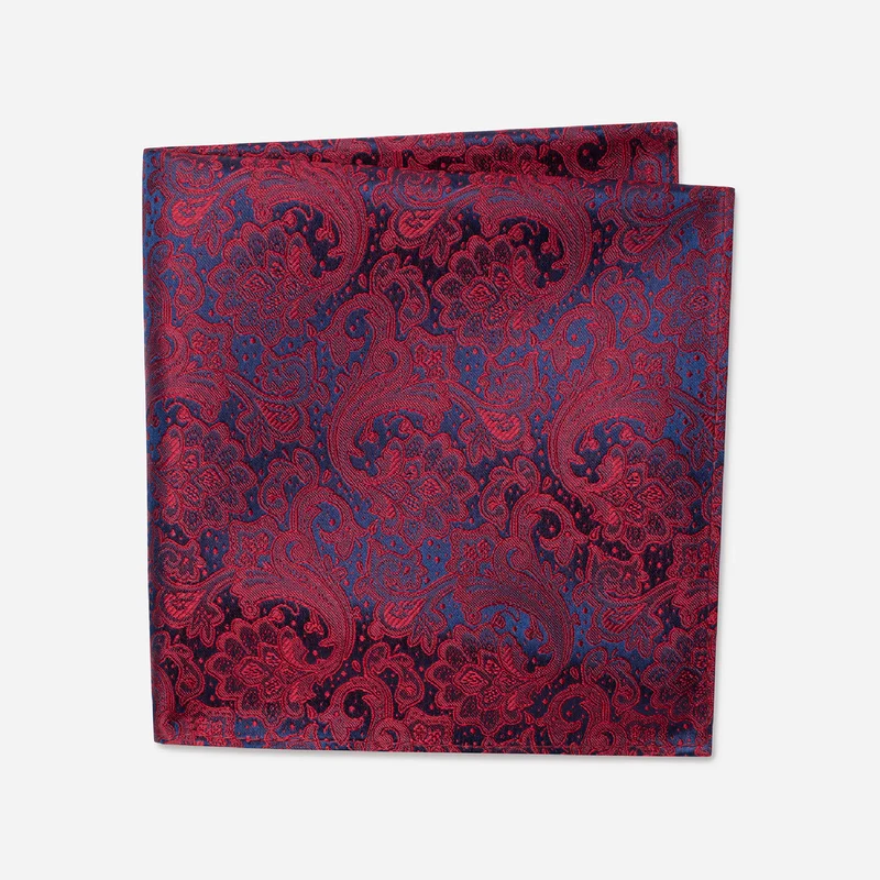 TIAN red paisley – Seiden-Einstecktuch im Paisley-Dessin