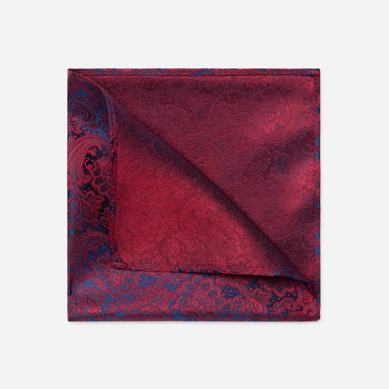 TIAN red paisley – Seiden-Einstecktuch im Paisley-Dessin
