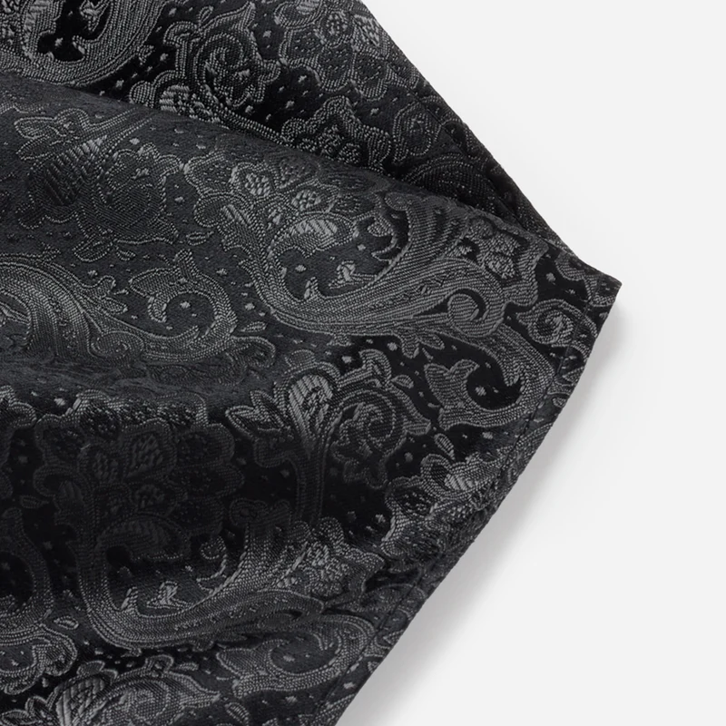 TIAN grey paisley – Seiden-Einstecktuch im Paisley-Dessin