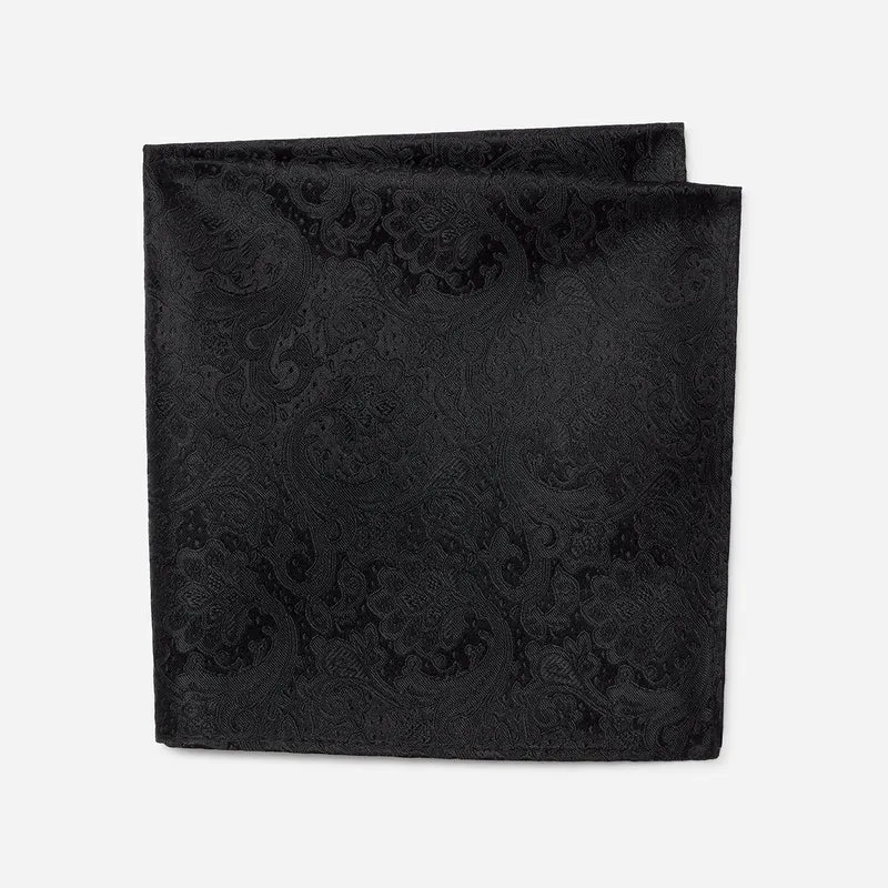 TIAN black paisley – Seiden-Einstecktuch im Paisley-Dessin