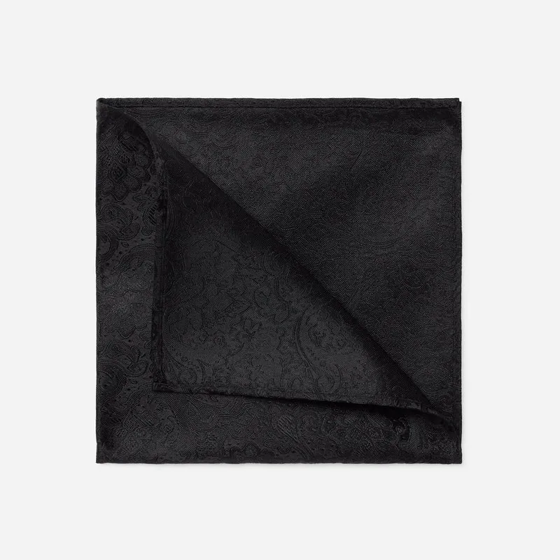 TIAN black paisley – Seiden-Einstecktuch im Paisley-Dessin