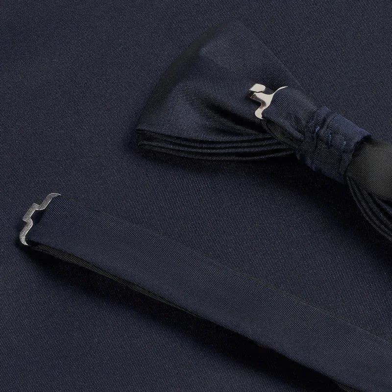 PELAGIO navy uni – Fliege & Einstecktuch Set aus Seide