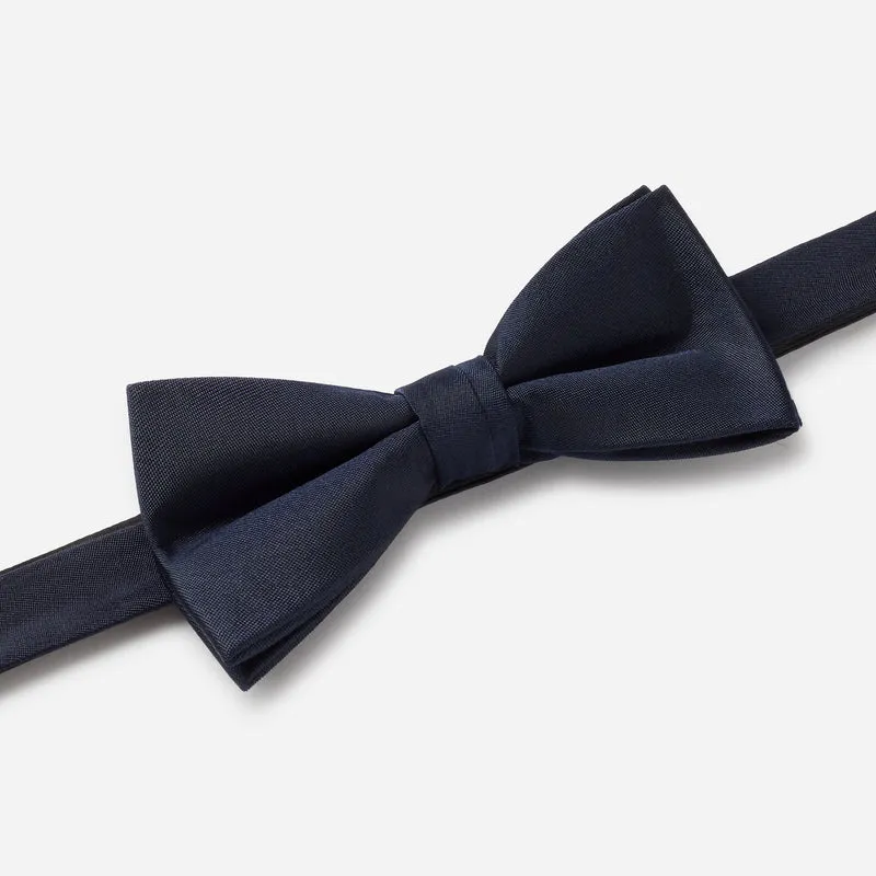 PELAGIO navy uni – Fliege & Einstecktuch Set aus Seide