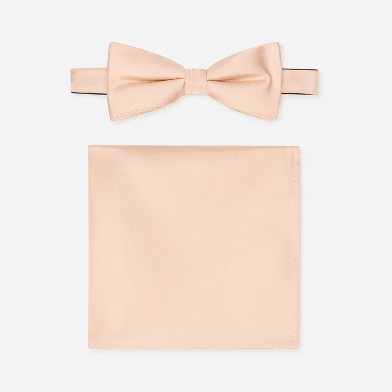 PELAGIO light orange uni – Fliege & Einstecktuch Set aus Seide