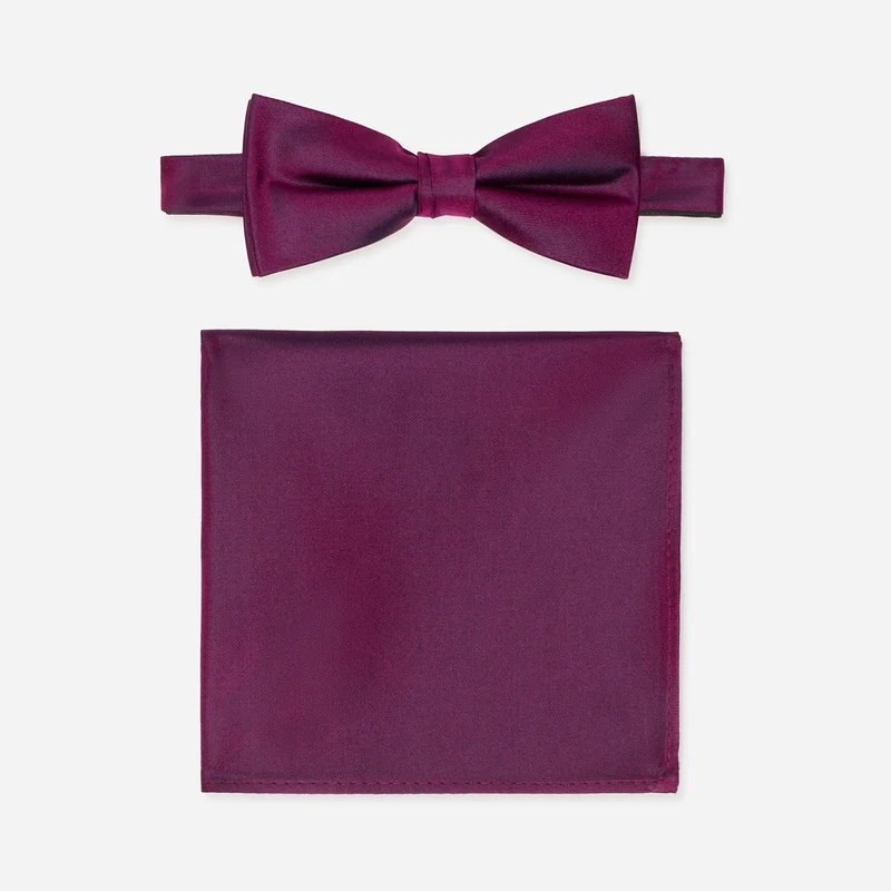 PELAGIO fuchsia uni – Fliege & Einstecktuch Set aus Seide