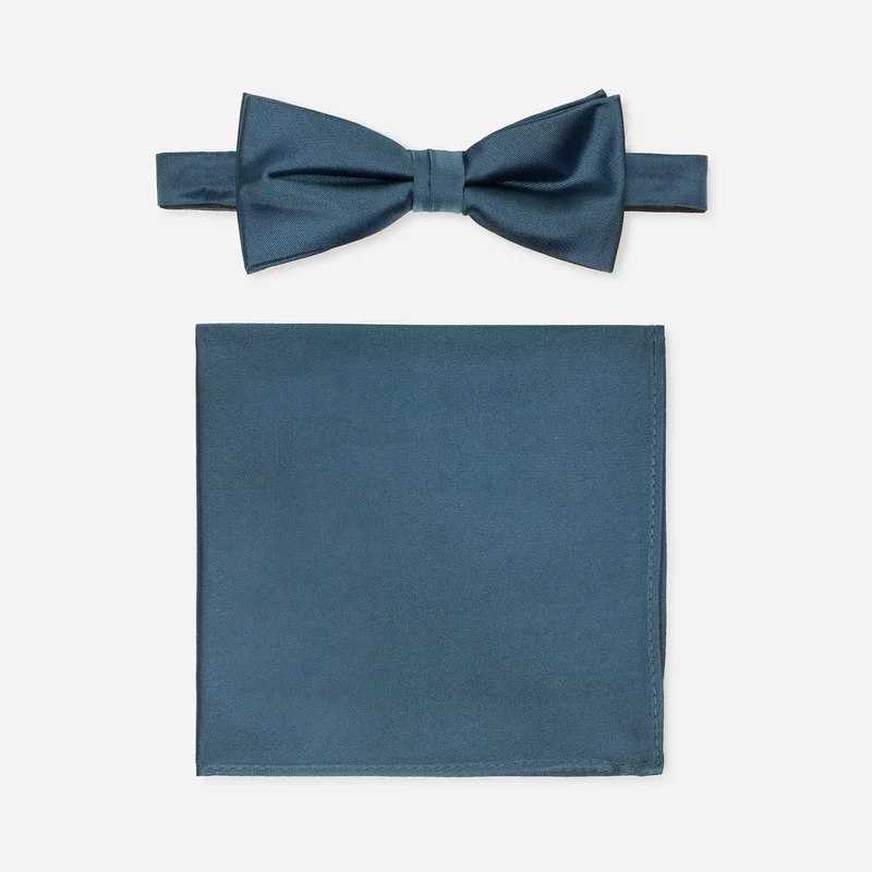 PELAGIO dark green uni – Fliege & Einstecktuch Set aus Seide
